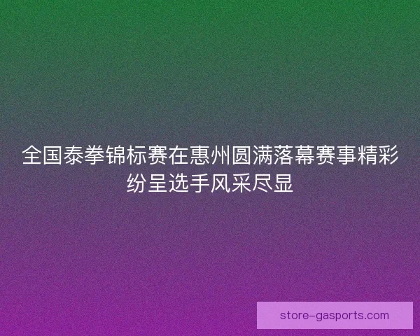 全国泰拳锦标赛在惠州圆满落幕赛事精彩纷呈选手风采尽显